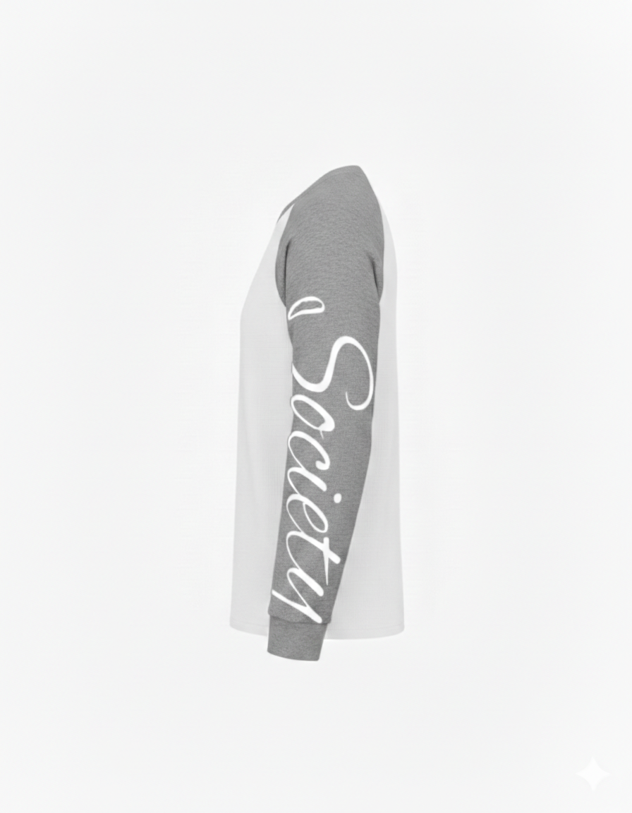 Azteca Script Waffle Longsleeve - Grey/White