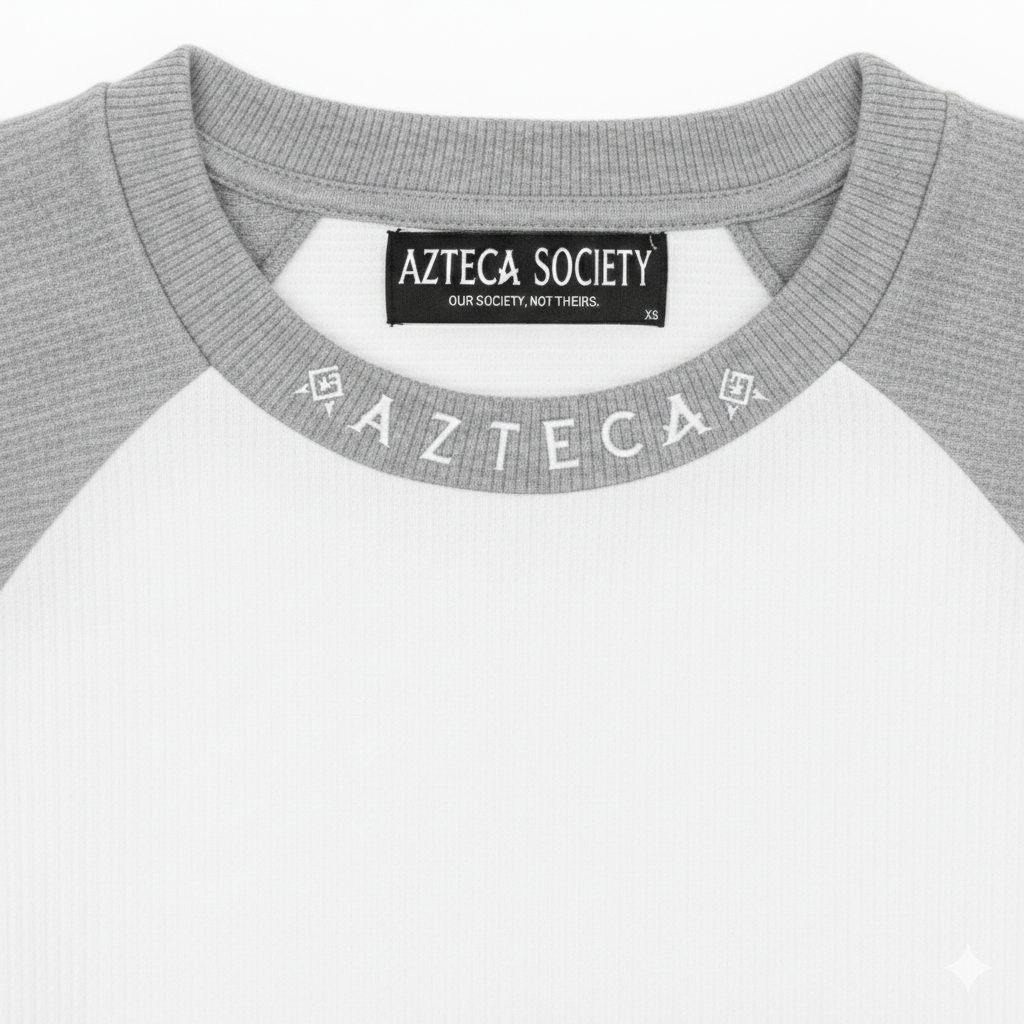 Azteca Script Waffle Longsleeve - Grey/White