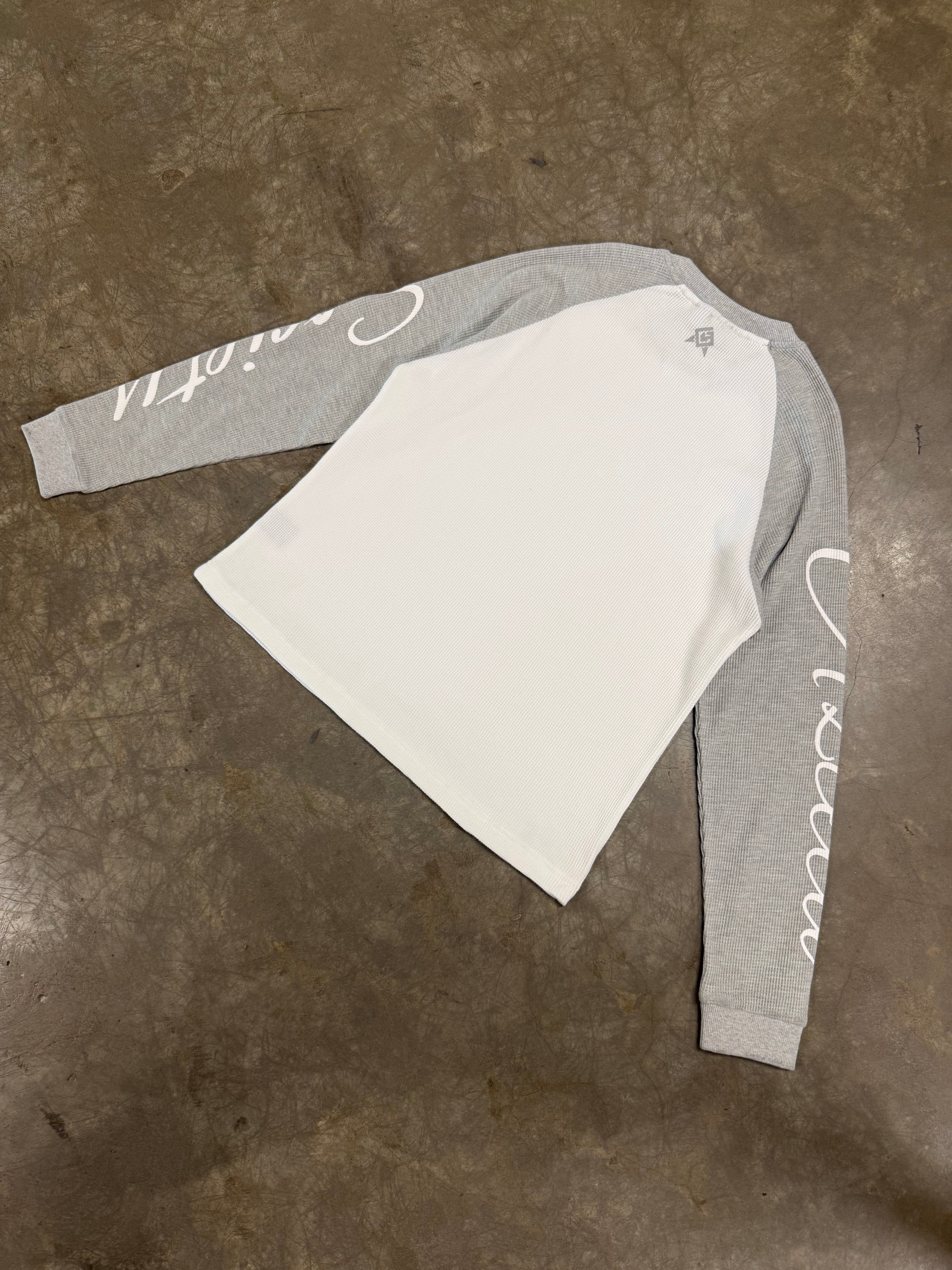 Azteca Script Waffle Longsleeve - Grey/White