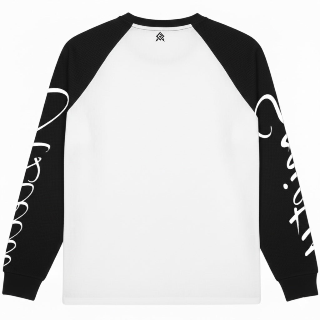 Azteca Script Waffle Longsleeve - Black/White