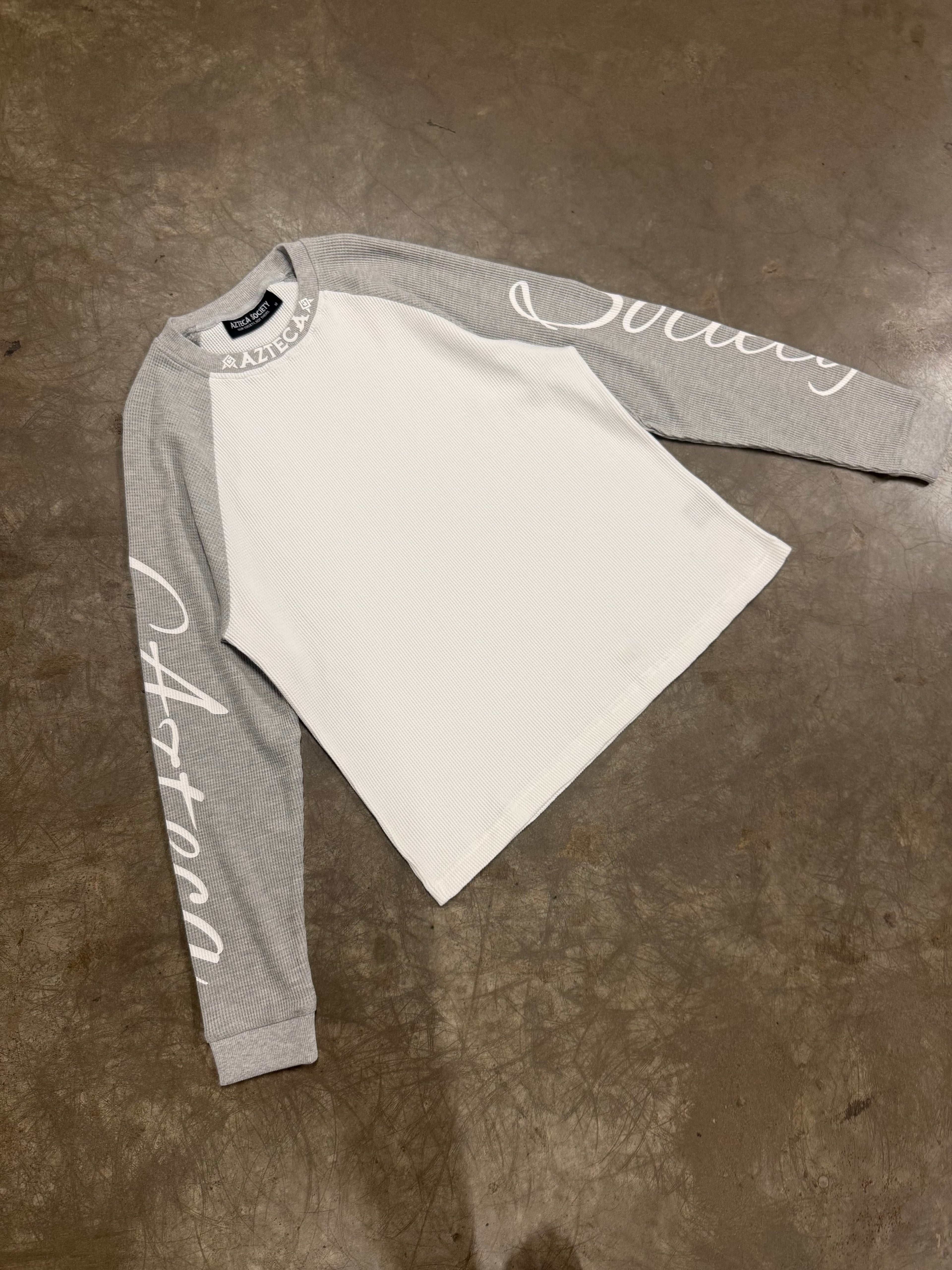 Azteca Script Waffle Longsleeve - Grey/White