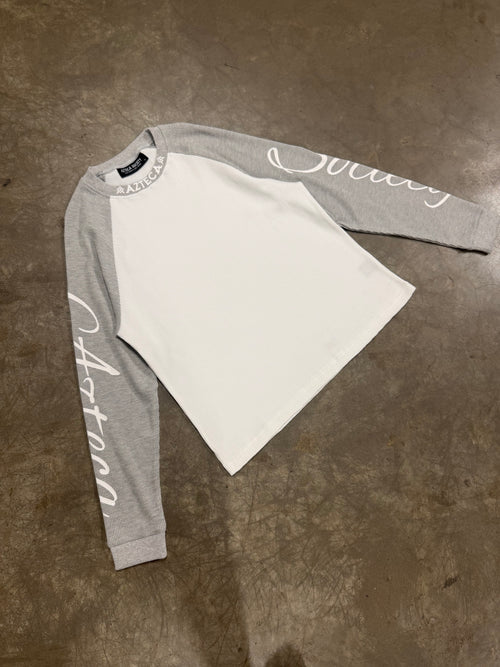 Azteca Script Waffle Longsleeve - Grey/White