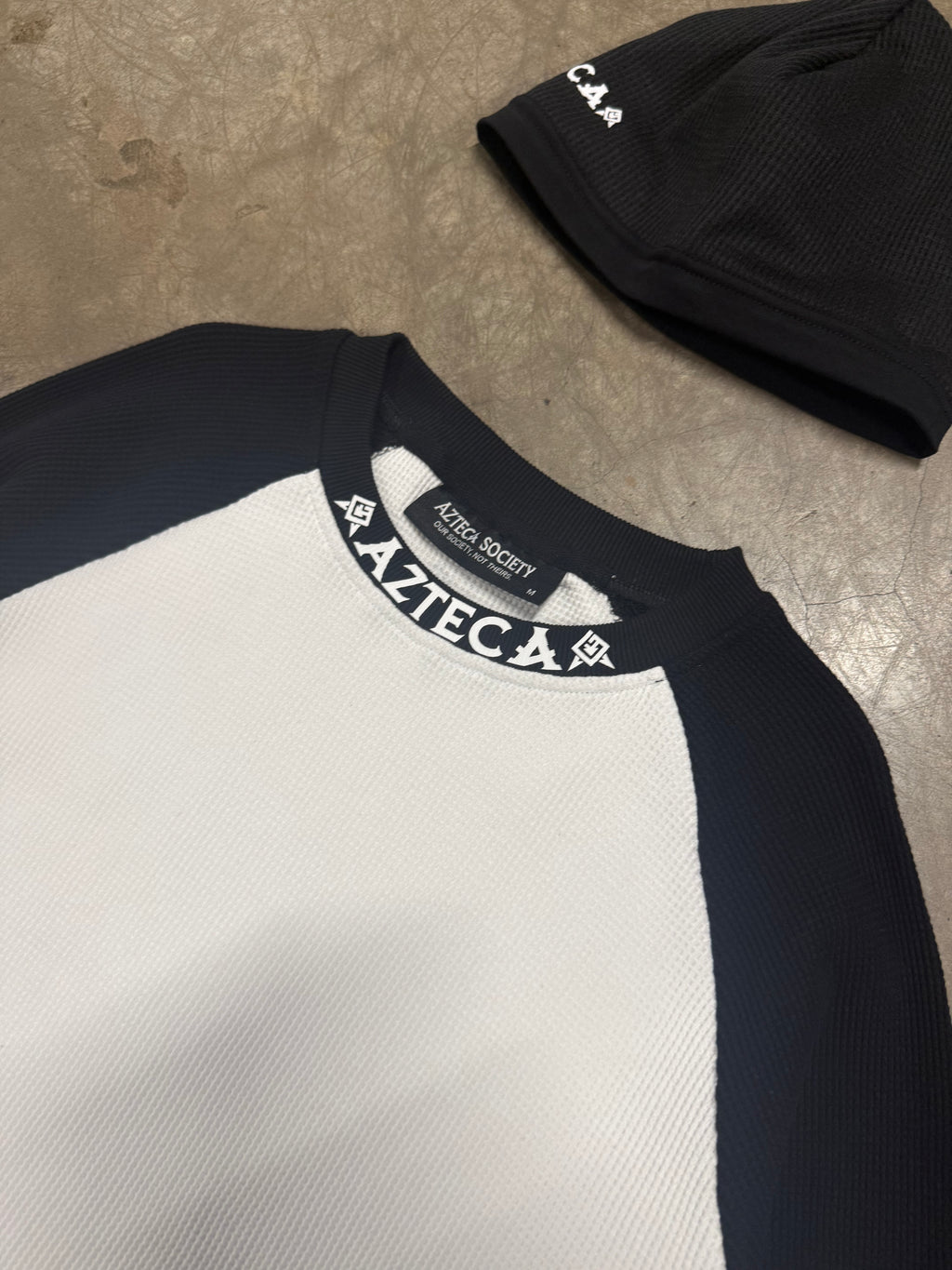 Azteca Script Waffle Longsleeve - Black/White