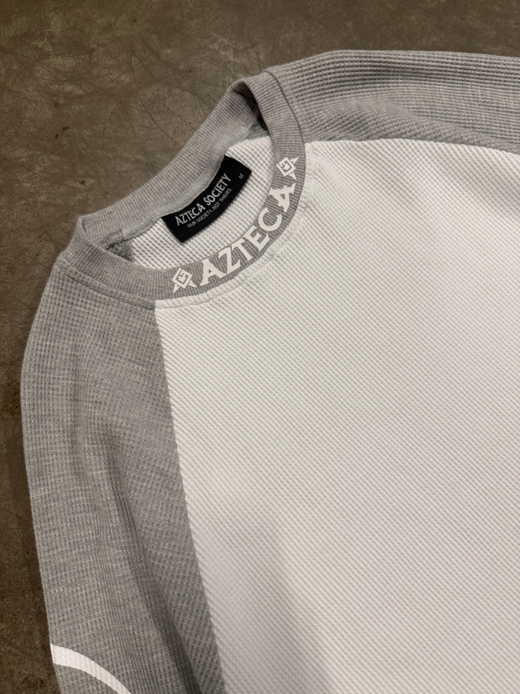 Azteca Script Waffle Longsleeve - Grey/White