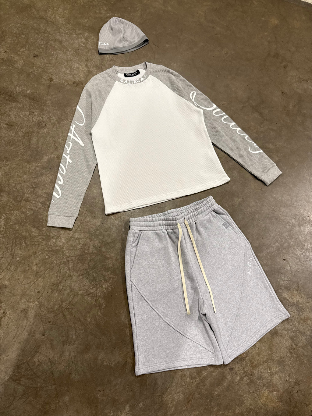 Azteca Script Waffle Longsleeve - Grey/White